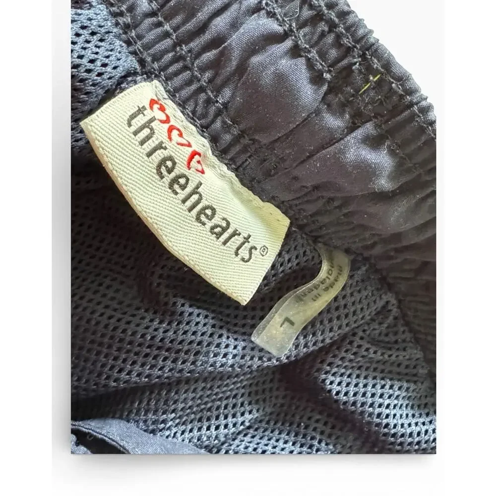 3 Hearts Navy‎ Blue Track Pants Orange Stripe Elastic Waist Large Windbreaker